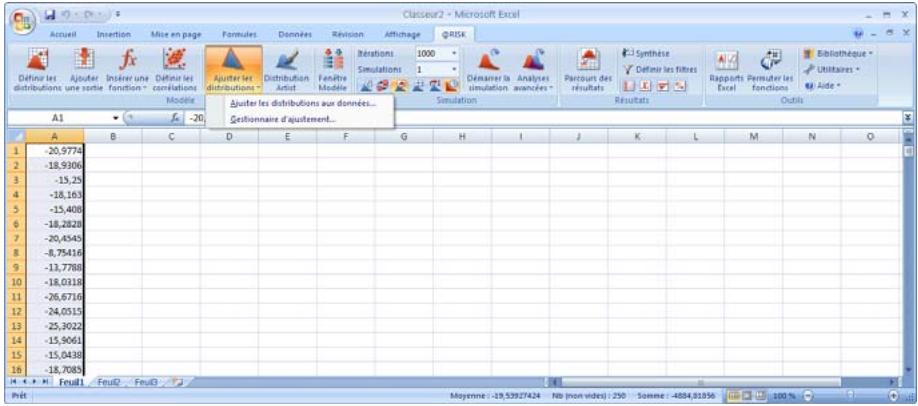 PALISADE RISK 5.5 - Définition de distributions à partir des données - 1