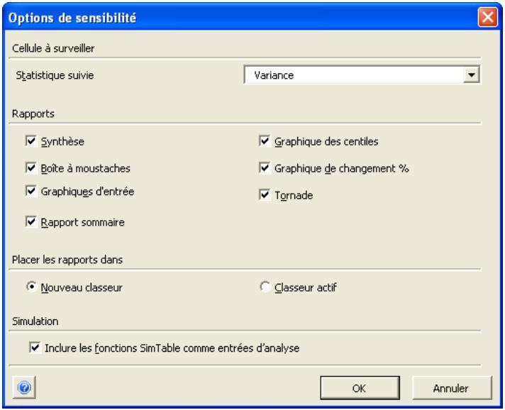 PALISADE RISK 5.5 - Options — Commande Analyse de sensibilité avancée - 1