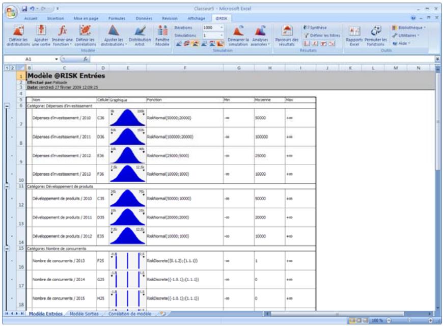PALISADE RISK 5.5 - Colonnes affichées dans la fenêtre Modèle - 6