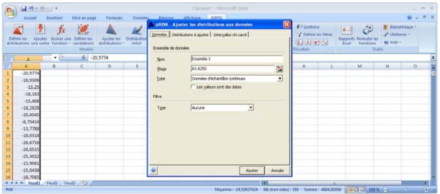 PALISADE RISK 5.5 - Ajustement de distributions aux données - 1