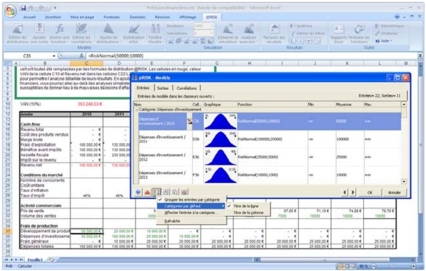 PALISADE RISK 5.5 - Colonnes affichées dans la fenêtre Modèle - 4