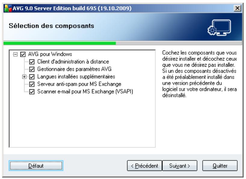 GRISOFT AVG EDITION SERVEUR DE MAIL 9.0 - Installation personalisée - sélection des composants - 1