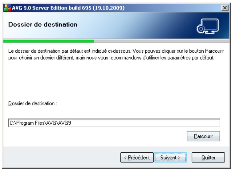 GRISOFT AVG EDITION SERVEUR DE MAIL 9.0 - Installation personalisée - dossier de destination - 1
