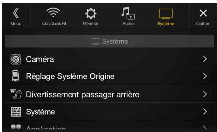 ALPINE X901D-DU - Écran du menu Réglages Système - 1