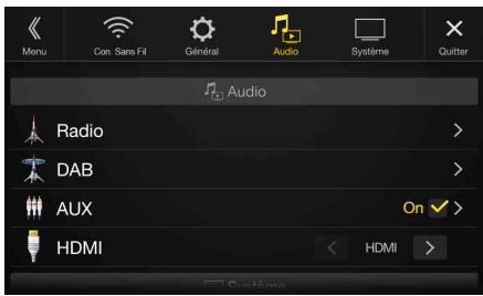 ALPINE X901D-DU - Écran du menu Réglages Audio - 1