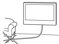 SONY KD49X8005 - Ikke la strømledningen eller forbindelsesedmingen kommen i klem. - 1