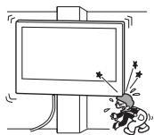 SONY KD49X8005 - Nie montować uchwytu sciennego na powierzchniach, w przypadku którch narozniki lub boki telewizora mogłyby wystawać poza powierzchnie. - 1