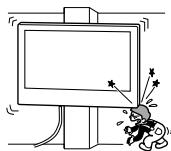 SONY KD-75XD8505B - Não instale o suporte para montagem em paredes em que os cantos ou os lados do televisor fiquem afastados da parede. - 1