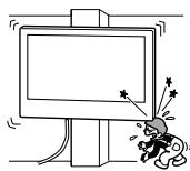 SONY KD65XD8505B - Nu instalati dispositivul de montare pe perete pe suprafete ale peretelui unde colfurile sau partile laterale ale televizorului ies in afara fata de suprafata peretelui. - 1