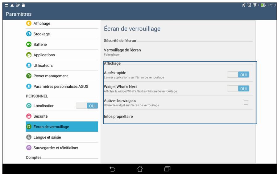 ASUS TRANSFORMER PAD TF103C-1B010A - Configuration des autres options de sécurité - 1