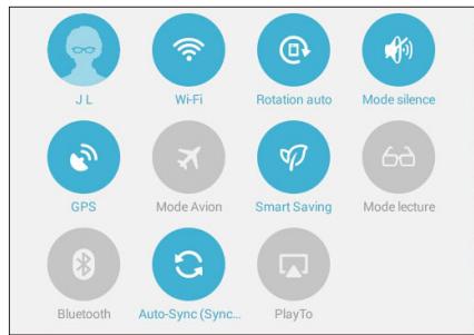 ASUS TRANSFORMER PAD TF103C-1B010A - Utiliser le menu des réglages rapides - 1