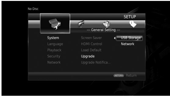YAMAHA BD-S677 NOIR - Sélectionnez la méthode de mise à niveau et lancez la mise à niveau à partir du menu SETUP. - 1