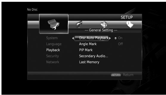 YAMAHA BD-S677 NOIR - Seccione unaOPTION del menu. - 1