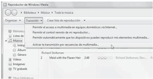 YAMAHA CD-N500 - Selección "Transmitir" y, afterwards, "Activar la transmisión por secuencias de multimedia". - 1