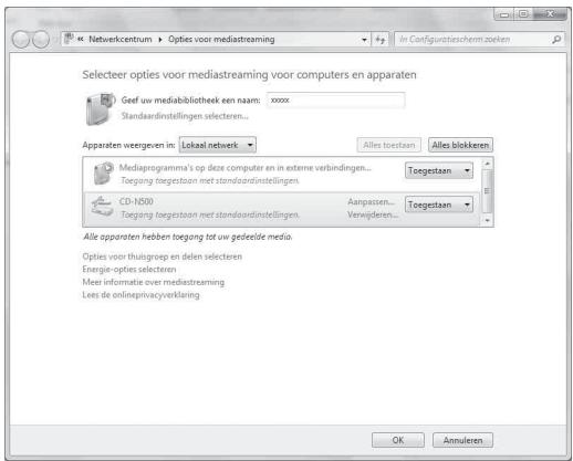 YAMAHA CD-N500 - Bij gebruik van Windows Media Player 12 (Windows 7) - 3