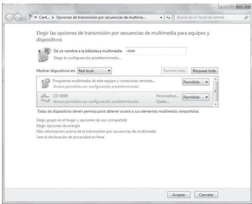 YAMAHA CD-N500 - Selezione "Permitido" en la lista desplegable que aparece jusqu a "CDN500". - 1