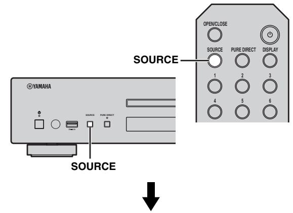 YAMAHA CD-N500 - Press SOURCE repeatedly to switch the audio source to "NET RADIO". - 1