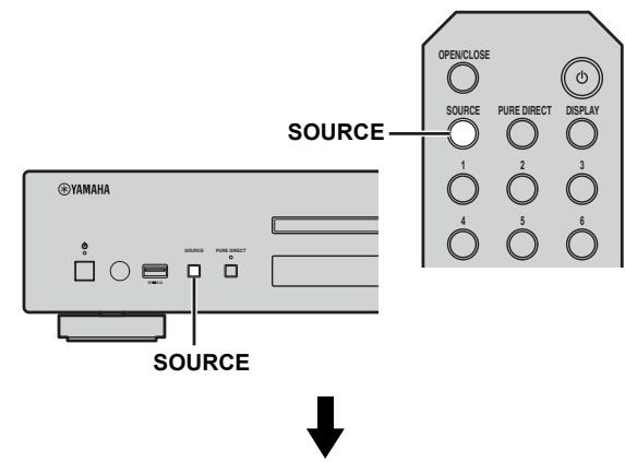 YAMAHA CD-N500 - HaximMaTe KHONKy SOURCE, TTo6bl BbIbpaTb aydnoNcTOUHNK "SERVER". - 1
