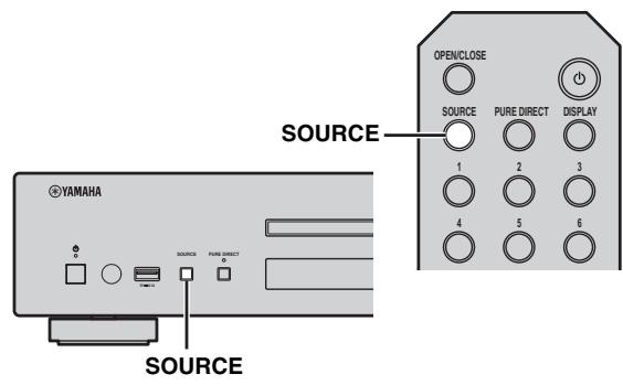 YAMAHA CD-N500 - Premere ripetutamente SOURCE per selezionare "SERVER" come sorgente audio. - 1