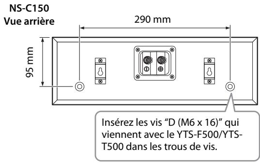 YAMAHA NS-PB150 - Monter l'enceinte centrale sur le pied de téléviseur Yamaha YTS-F500/YTS-T500. - 1