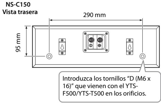 YAMAHA NS-PB150 - Instalar el altoz central sobre el soporte Yamaha YTS-F500/YTS-T500 TV - 1