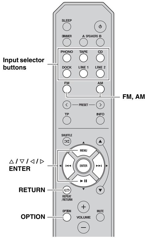 YAMAHA R-S300 - SETTING THE OPTION MENU FOR EACH INPUT SOURCE - 2