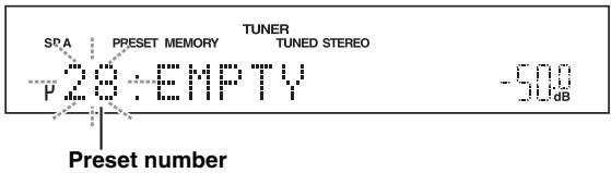 YAMAHA R-S300 - Press PRESET < / > on the front panel (or PRESET / on the remote control) to select the preset number to which the station will be registered. - 1