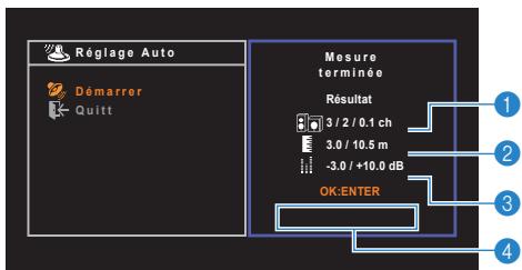 YAMAHA RX V375 - Pour commencer la mesure, utilisez les touches de curseur pour selectionner « Démarrer » et appuyez sur SETUP. - 2