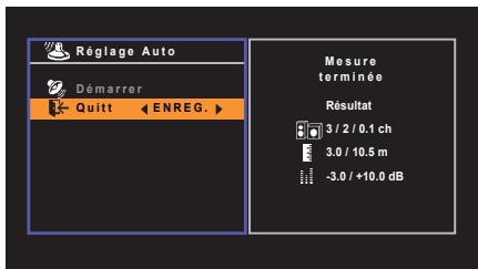 YAMAHA RX V375 - Pour enregistrer les résultats de la mesure, utilisez les touches de curseur ( / ) pour selectionner « ENREG. » et appuyez sur ENTER. - 1