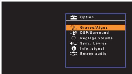 YAMAHA RX V375 - Appuyez sur OPTION. - 2