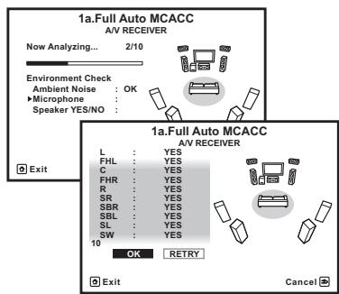 PIONEER BDP-LX55 - Attende la fin des tonalités de test, puis confirmez la configuration des enceintes sur l'écran GUI. - 1