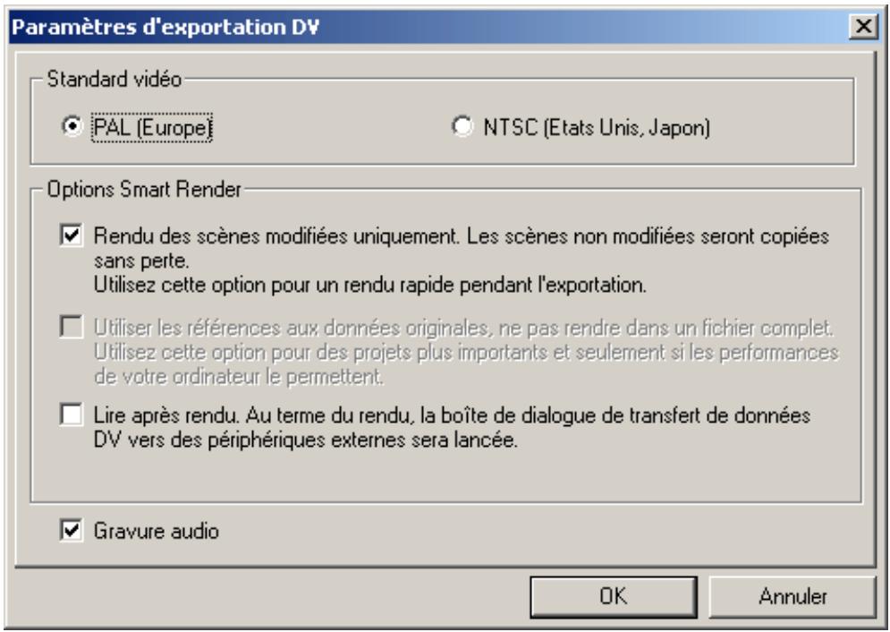MAGIX FILMS SUR CD DVD - Paramètres d'exportation DV - 1