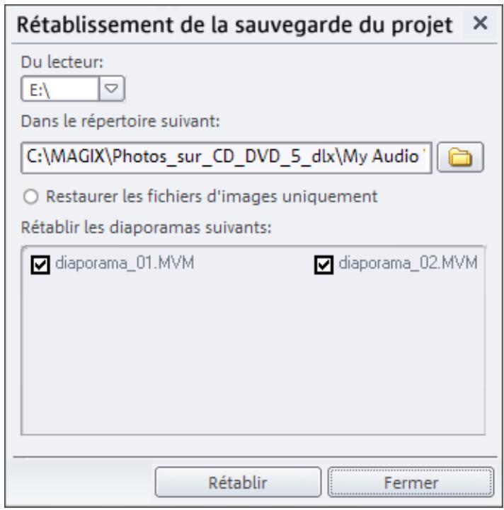 MAGIX FILMS SUR CD DVD - Rétabillisement de la sauvégarde du projet - 1