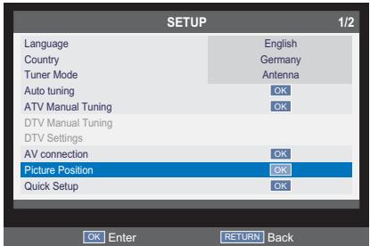 TOSHIBA 40S1650EV - Picture Position - 2