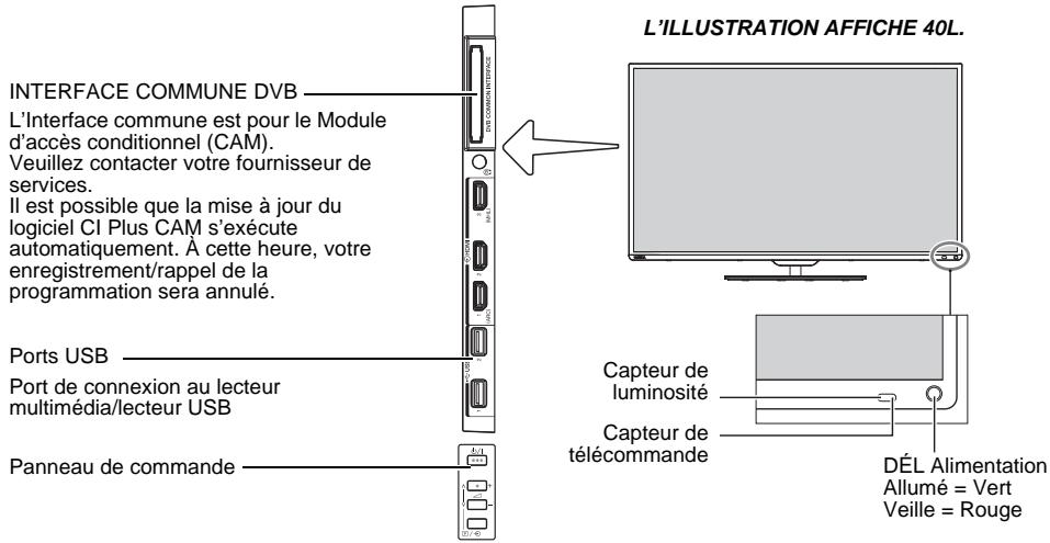 TOSHIBA 50L7333DF - Commandes et connexions d'entrée - 1