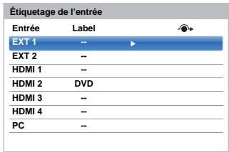 TOSHIBA 50L7333DF - Étiquetage des sources d'entrée vidéo - 7