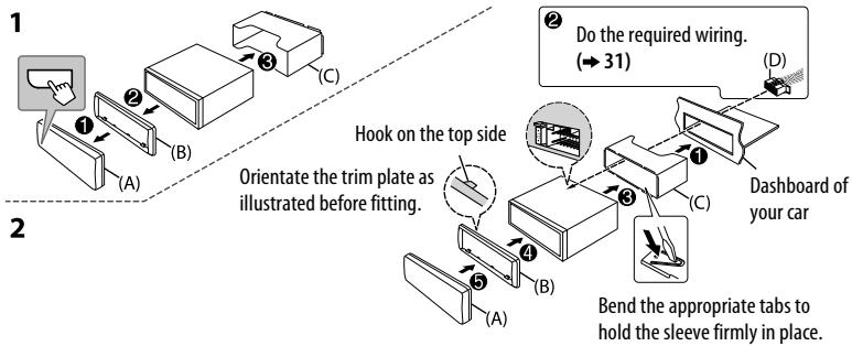 JVC KD-X341BT - Installing the unit (in-dash mounting) - 1