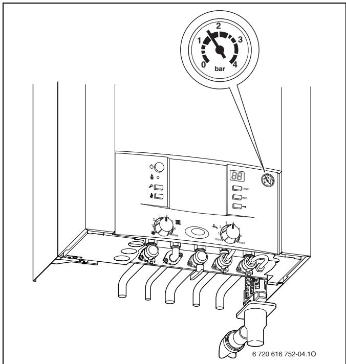 ELM LEBLANC ODEALIS GVT C 24-1H V 24 KW - Contrôler la pression de l'eau du circuit de chauffage - 1