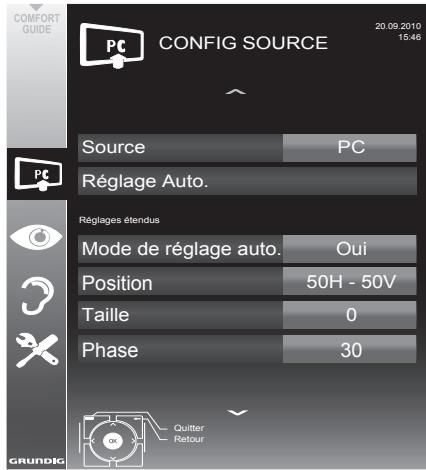 GRUNDIG 28VLE5500BG - Réglages pour le mode PC - 1