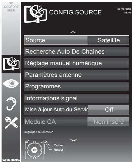 GRUNDIG 28VLE5500BG - Recherche automatique de chaînes de télévision numériques à partir d'un satellite - 1