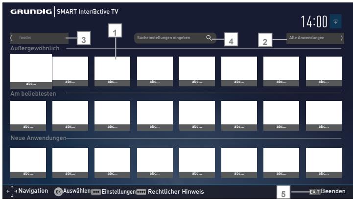 GRUNDIG 55VLX7710BP - Anwendungsportal-Hauptbildschirm - 1