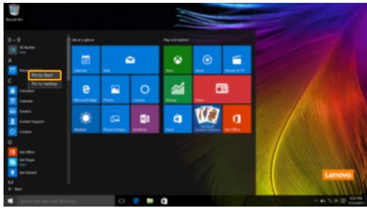 LENOVO MIIX 310 - Personalize the start menu - 1