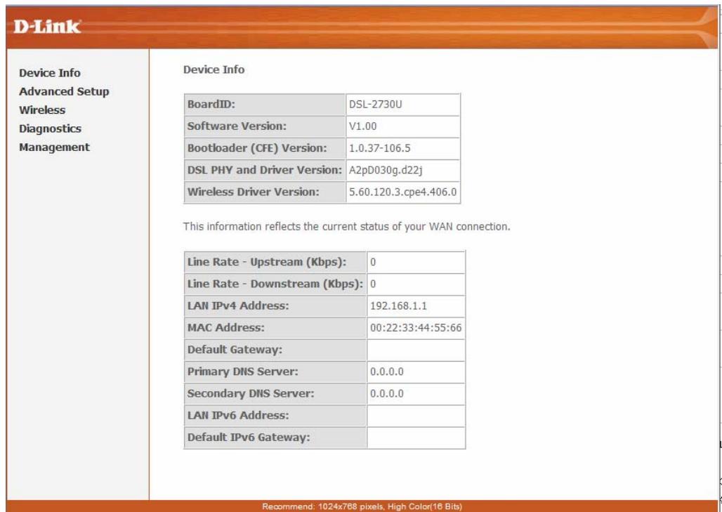 D-LINK DSL-2730U - Device Info - 1