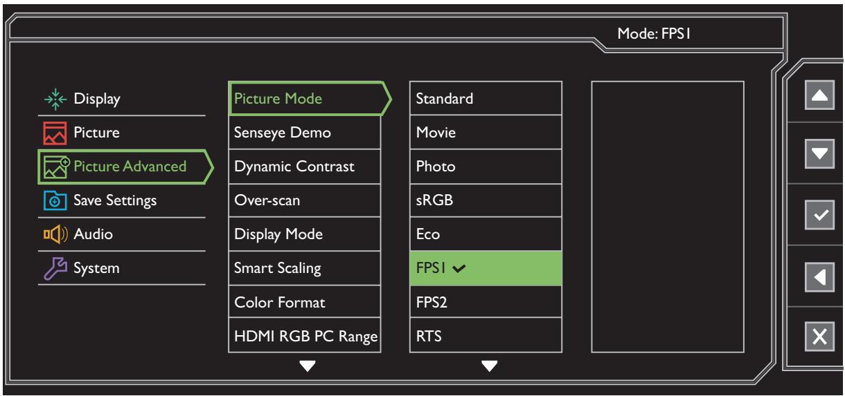 BENQ XL2411T - Menu Image Avancée - 1