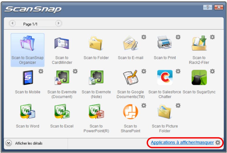 FUJITSU SCANSNAP S1100I - Cliquez sur Applications à afficher/masquer dans le Quick Menu. - 1