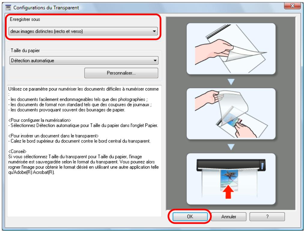 FUJITSU SCANSNAP S1100I - Sélectionnez deux images distinctes (recto et verso) dans Sauvegardes sous. - 1