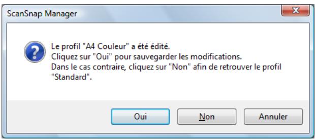 FUJITSU SCANSNAP S1100I - Pour écraser le profil, cliquez sur le bouton Oui. Pour enregistrer les paramètres sous Standard, cliquez sur le bouton Non. - 1