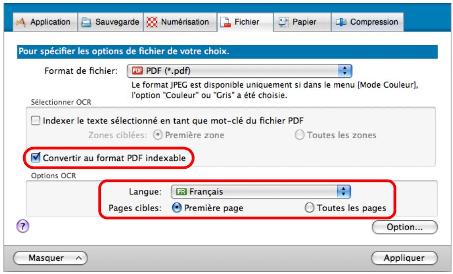 FUJITSU SCANSNAP S1100I - Cochez la case Convertir au format PDF indexable. - 2