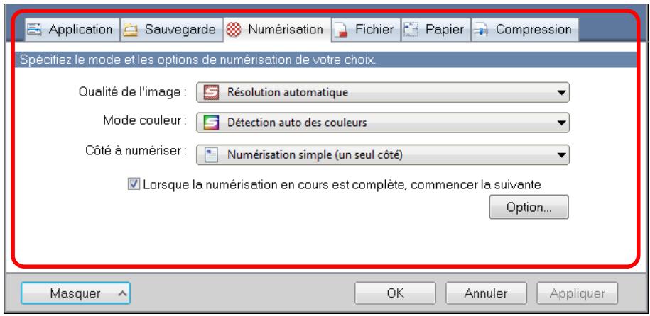FUJITSU SCANSNAP S1100I - Modifiez les paramètres de numérisation dans chaque onglet. - 1