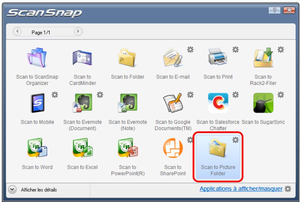 FUJITSU SCANSNAP S1100I - Cliquez sur l'icone Scan to Picture Folder. - 1